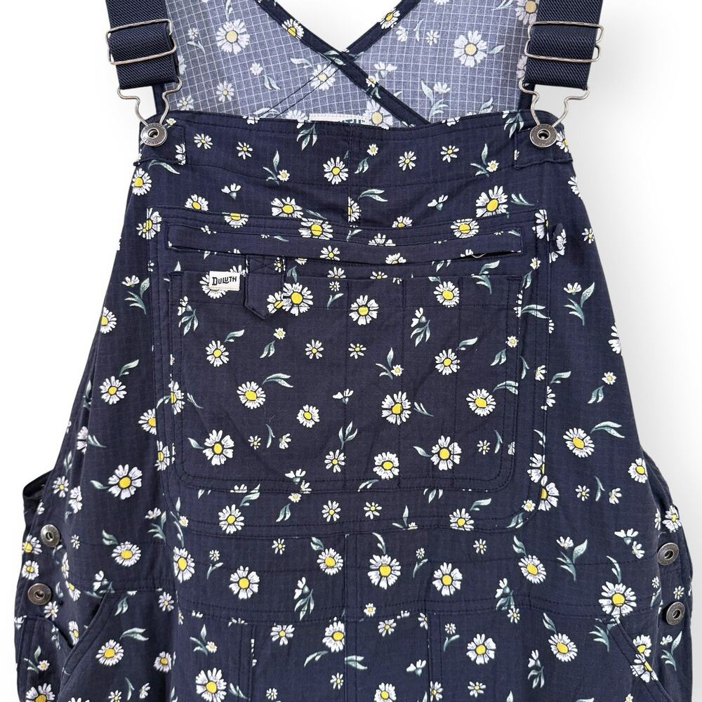 Duluth Trading Overalls Womens XXL Blue Daisy Heirloom Garden Floral Shortalls - Picture 3 of 12